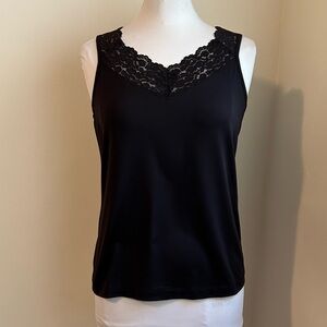 Additions by Chico's Black Sleeveless Top with Lace neckline Size 1 (medium /8)